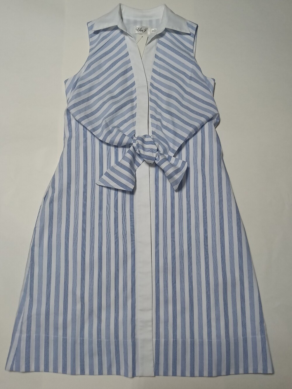 Eliza J Blue & White Striped Sleeveless Tie-Front Mini Dress Size 2P - Picture 3 of 12